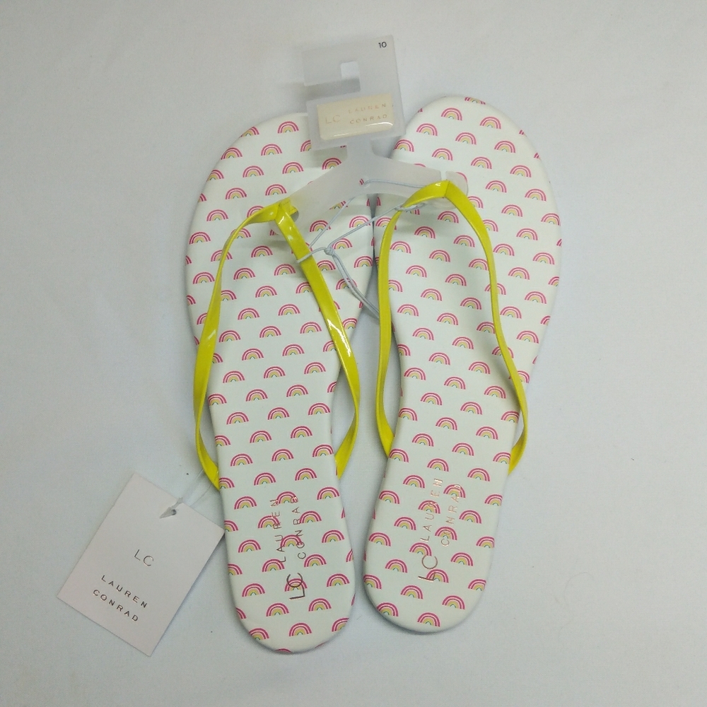 NWT Lauren Conrad LC Flip Flop Sandals Rainbow